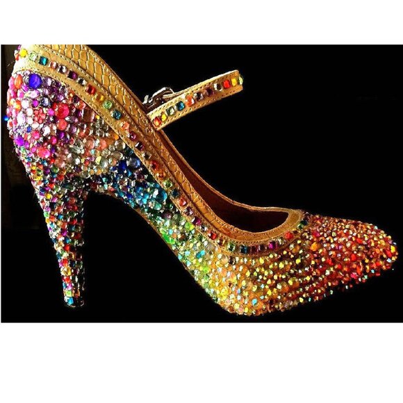 Gorgeous Rainbow Sequined Heels - Picture 6 of 15